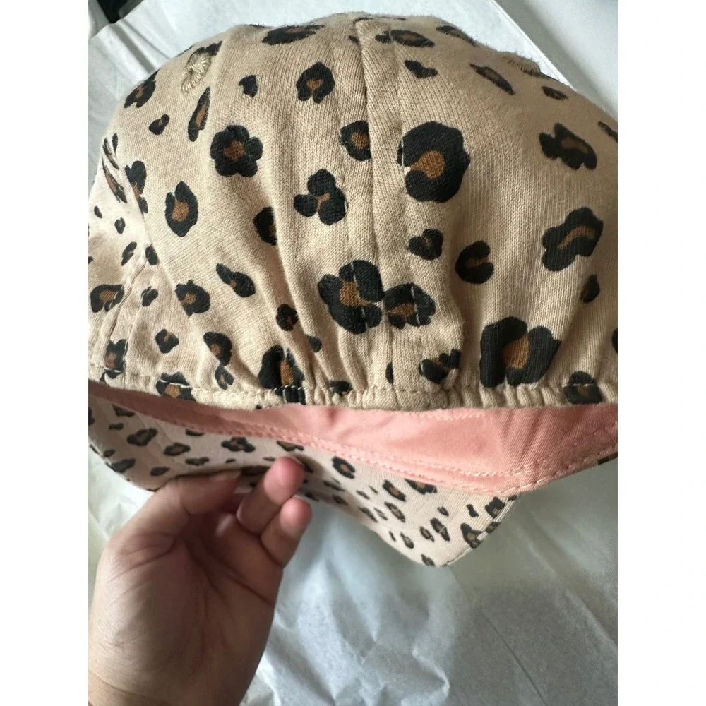 HM Sanrio Hello Kitty Leopard Print Baseball Cap Hat Kids 12-18M Tan Pink